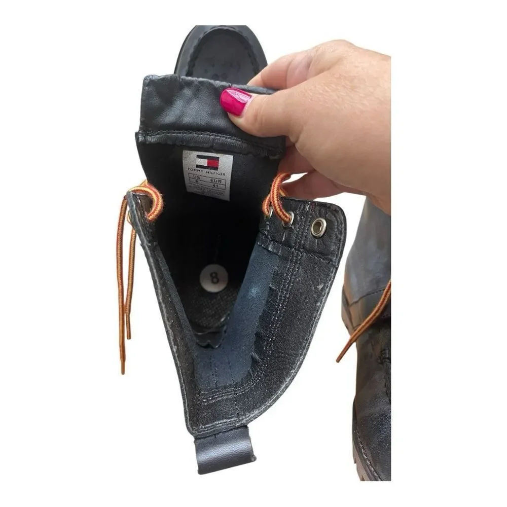 Tommy Hilfiger Narcisco Black Leather Boots Size 8